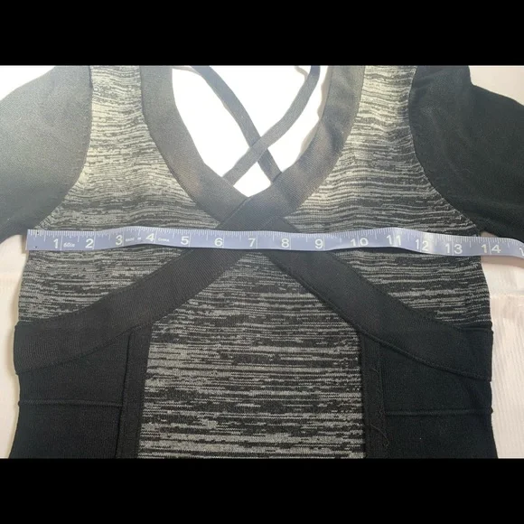 Wow Couture Sweater Mini Dress Black Gray Sexy Cutout Back Bandage V Neck S. - Picture 5 of 8